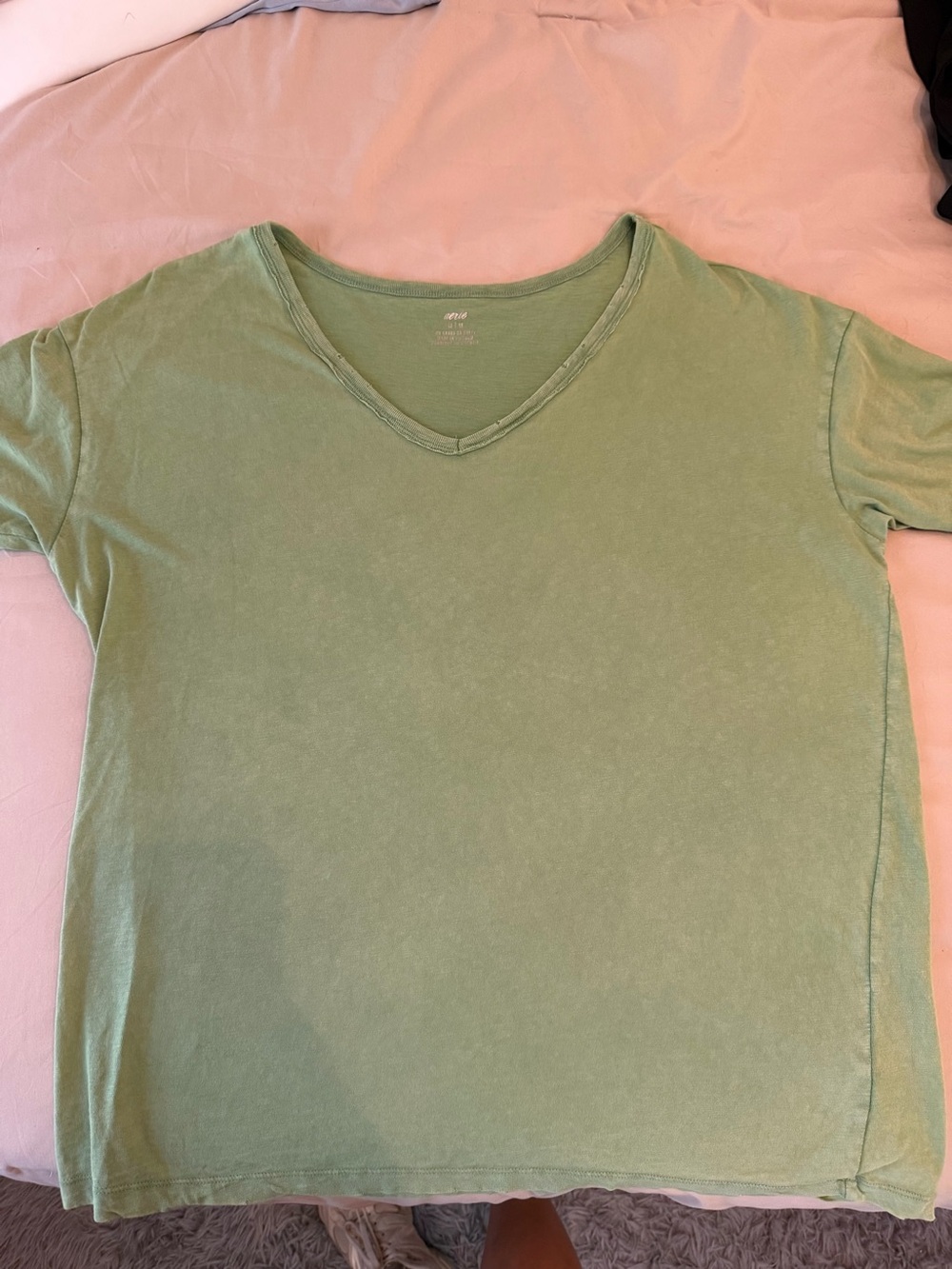 Aerie Washed Oversized Sage V-Neck Tee